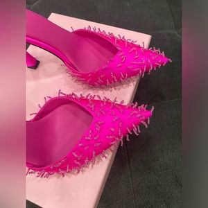 Hanifa Lyra Mules Magenta Pink, Size 8